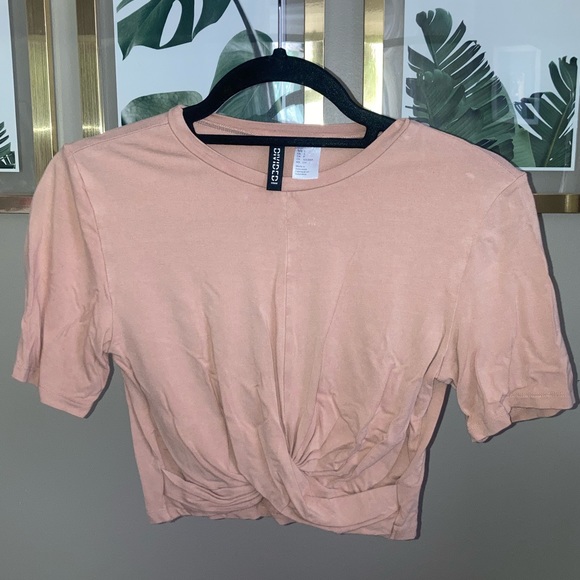 Light Pink H&M Crop Top Size Small Fitted - Picture 1 of 3